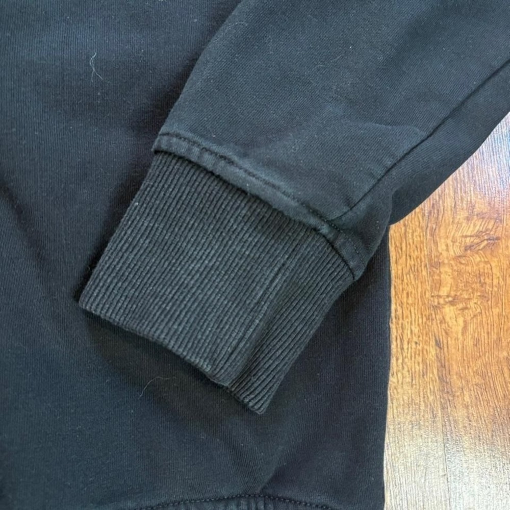 faded black pullover hoodie with embroidered "Kin" satin lining - Picture 8 of 8